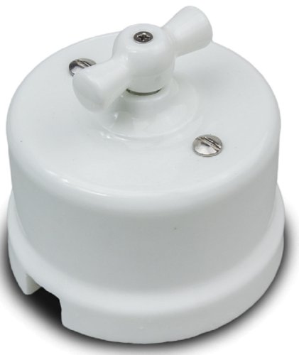 Переключатель-ретро керамика Bironi Лизетта 1-кл. перекрестный белый картинка